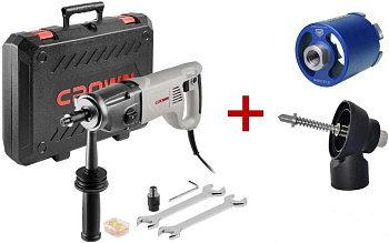 Комплект электрика: Дрель алмазного бурения CROWN CT32072DH BMC+коронка 72мм и пылеуловитель