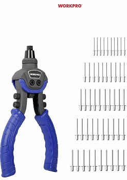 Заклепочник 250мм для тяжелых работ 5 насадок WORKPRO WP225003