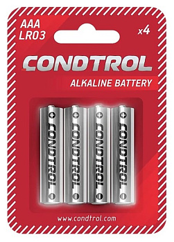 Батарейка щелочная Condtrol AAА LR3 4 штуки
