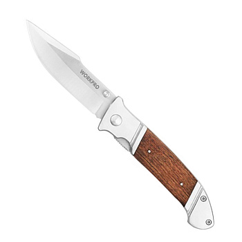 Нож складной WORKPRO 195мм с деревянной рукояткой WP381001