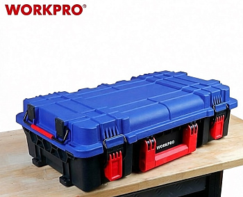 Ящик штабелируемый пластиковый с крышкой 560х160х380мм с поролоном WORKPRO WP283030