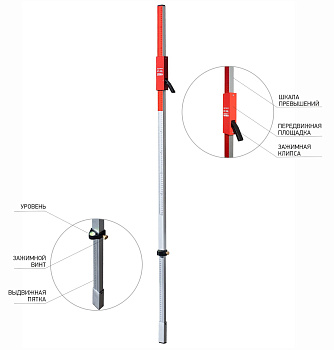 Рейка лазерная Geobox Redtrace RT-25L для нивелира 2,5м
