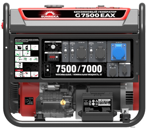 gasoline-generator-sunreka-g7500eax-control-panel-front-view